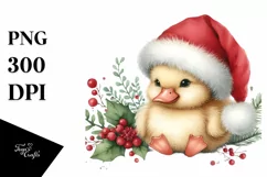 Cute Baby Duck with Santa Hat PNG Product Image 3