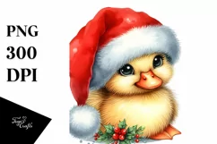Cute Baby Duck with Santa Hat PNG Product Image 3
