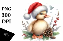 Cute Baby Duck with Santa Hat PNG Product Image 3