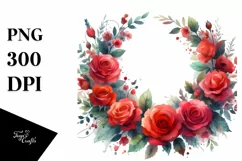 Vibrant Red Roses Wreath | Sublimation | Clipart Product Image 3