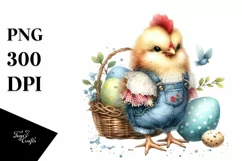 Cute Baby Rooster in Clothes PNG Product Image 3