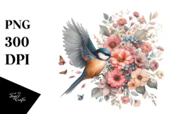 Bird Half of Flowers PNG Product Image 1