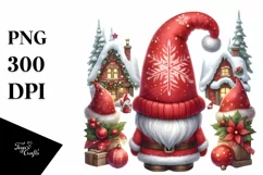 Watercolor Cute Red Gnomes with Detailed Hats Product Image 1