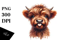 Funny Cow with Cool Looking Hair PNG Product Image 1