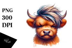Funny Cow with Cool Looking Hair PNG Product Image 1