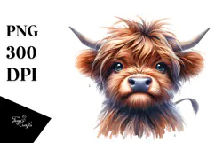 Funny Cow with Cool Looking Hair PNG Product Image 1