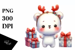 Watercolor Polar Bear Baby PNG Product Image 3