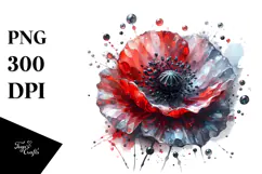 Abstract Glossy Poppy Metallic Watercolor Product Image 1