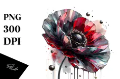 Abstract Glossy Poppy Metallic Watercolor Product Image 1