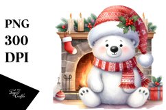 Polar Bear by Fireplace PNG Product Image 3