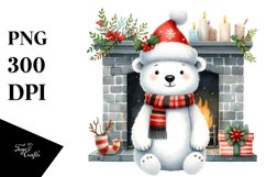 Polar Bear by Fireplace PNG Product Image 3