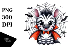 Funny Halloween Zebra Watercolor Clipart Product Image 1