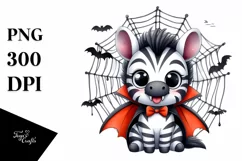 Funny Halloween Zebra Watercolor Clipart Product Image 3
