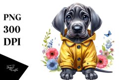 Sitting Great Dane FLORAL FRAME Clipart Product Image 3