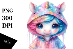 Colorful Baby Unicorn Raincoat PNG Product Image 1