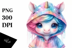 Colorful Baby Unicorn Raincoat PNG Product Image 3