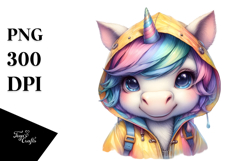 Colorful Baby Unicorn Raincoat PNG Product Image 1
