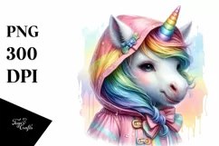 Colorful Baby Unicorn Raincoat PNG Product Image 1