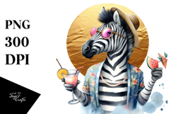 Funky Zebra Drinking Cocktail PNG Product Image 1