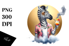 Watercolor Zebra with Beachwear PNG Product Image 1
