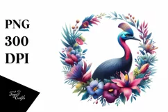 Vibrant Watercolor Cassowary Floral Frame | Sublimation | Product Image 3