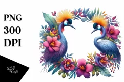 Vibrant Watercolor Cassowary Floral Frame | Sublimation | Product Image 3