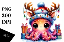 Watercolor Octopus Baby PNG Product Image 1