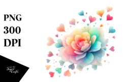 Simple Heart Flower with Pastel Colors, PNG Product Image 1