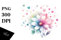 Simple Heart Flower with Pastel Colors, PNG Product Image 1