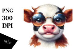 Cow with Tie and Sunglasses, Transparent PNG Product Image 1