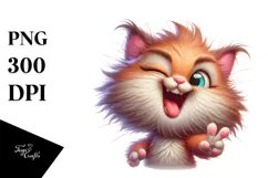 Whimsical Cartoon Kitten PNG Product Image 1