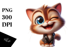 Silly Cartoon Kitten, PNG Product Image 1