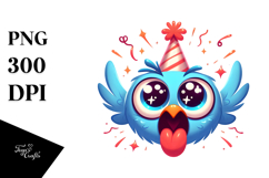Excited Bird with Party Hat, PNG Product Image 1