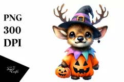 Simple Watercolor Vibrant Elk Halloween | Clipart Product Image 3