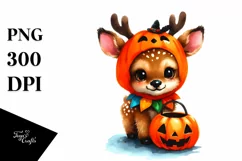 Simple Watercolor Vibrant Elk Halloween | Clipart Product Image 1