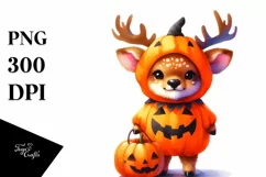 Simple Watercolor Vibrant Elk Halloween | Clipart Product Image 1