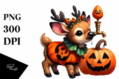 Simple Watercolor Vibrant Elk Halloween | Clipart Product Image 1