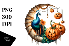 Peacock Dressed for Halloween on Cloud PNG Product Image 1
