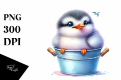 Colorful Arctic Tern in Watercolor Bucket | Clipart Product Image 1