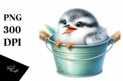 Colorful Arctic Tern in Watercolor Bucket | Clipart Product Image 1