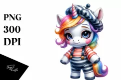 colorful Baby Unicorn Jumping over Rainbow Product Image 1