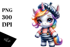 colorful Baby Unicorn Jumping over Rainbow Product Image 1