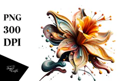 Glossy Abstract Daffodil, Watercolor PNG Product Image 1