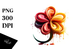 Glossy Abstract Daffodil, Watercolor PNG Product Image 1