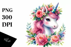 Vibrant Floral Baby Unicorn Tshirt|Tumbler|Mug|Clipart Product Image 1