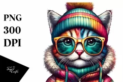 Kitten with Hat and Winter Clothes, PNG Product Image 1
