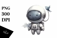 Whimsical Retro Astronaut Girl Clipart Product Image 3