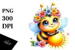 Cute Baby Bee Adorned with Spring Clothes PNG Product Image 1