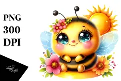 Cute Baby Bee Adorned with Spring Clothes PNG Product Image 1