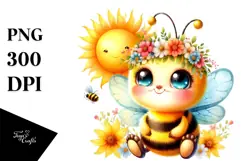 Cute Baby Bee Adorned with Spring Clothes PNG Product Image 1